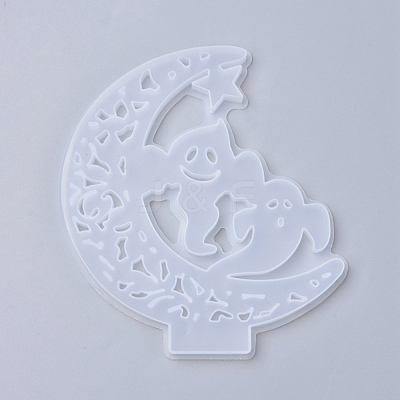 Halloween DIY Crescent Ghost Silicone Statue Molds X-DIY-I034-03-1