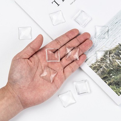 Transparent Glass Square Cabochons X-GGLA-A001-25mm-1