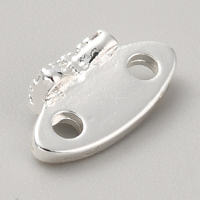 Brass Pave Clear Cubic Zirconia Connector Charms KK-WH0081-22B-S-1