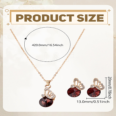 Alloy Pave Cubic Zirconia Pendant Necklace & Stud Earring Sets SJEW-LP0001-54-1