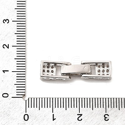 Brass Micro Pave Clear Cubic Zirconia Fold Over Clasps X-KK-C075-36P-1