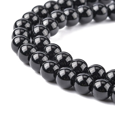 Synthetic Black Stone Beads Strands G-G088-6mm-1