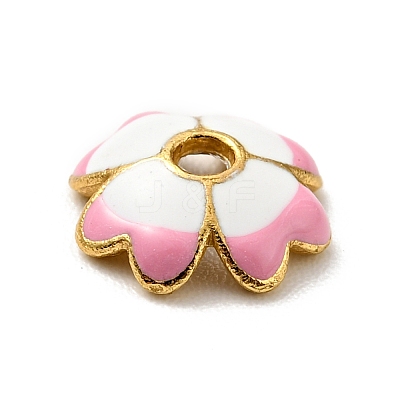 4-Petal Alloy Enamel Bead Caps FIND-G029-06G-1