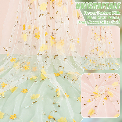 Flower Pattern Milk Fiber Mesh Fabric DIY-WH0888-09C-1