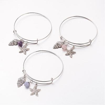 Adjustable Iron Charm Bangles BJEW-JB02396-1