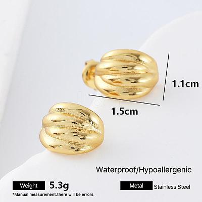 Pumpkin Stripe 304 Stainless Steel Stud Earrings for Women VG3470-1