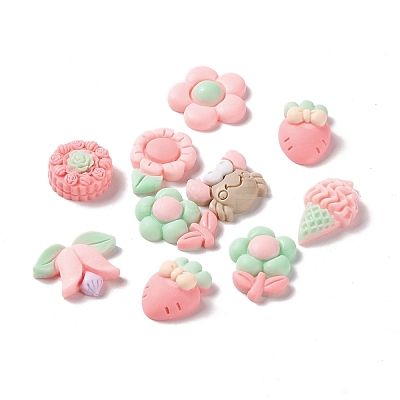 Spray Painted Resin Cabochons RESI-G031-15-1