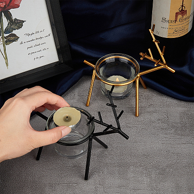 2 Sets 2 Colors Iron Candle Holder DJEW-GA0001-13-1
