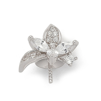 925 Sterling Silver Pave Clear Cubic Zirconia Flower Pendant Bails STER-P068-05P-1