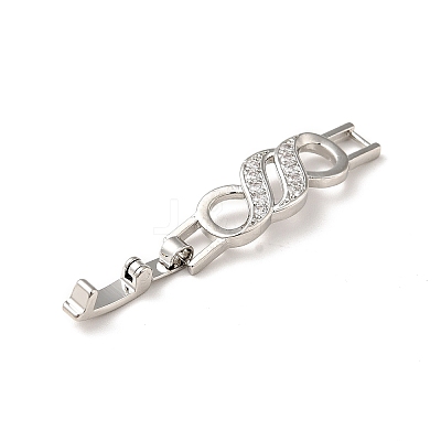 Rack Plating Brass Micro Pave Clear Cubic Zirconia Watch Band Clasps LS-ZIRC-H125-22P-1