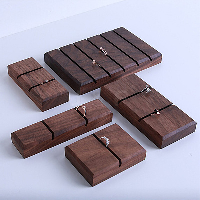 2-Slot Walnut Wood Ring Displays RDIS-WH0001-32A-1