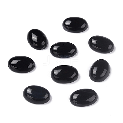Oval Natural Dyed & Heated Black Agate Cabochons X-G-K020-18x13mm-01-1