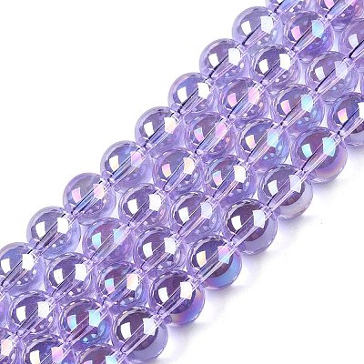 Electroplate Transparent Glass Beads Strands GLAA-T032-T10mm-AB01-1