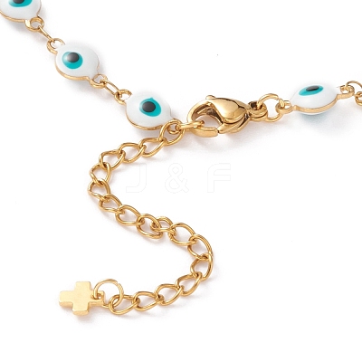 Evil Eye 304 Stainless Steel Enamel Link Chains Bracelets & Necklaces Jewelry Sets SJEW-JS01152-1