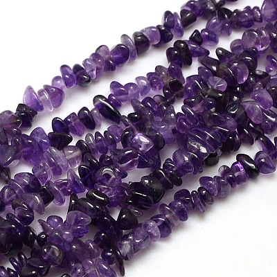Natural Amethyst Chips Beads Strands G-P030-02-1