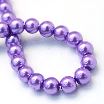Baking Paint Pearlized Glass Pearl Round Bead Strands HY-Q330-8mm-27-A-1