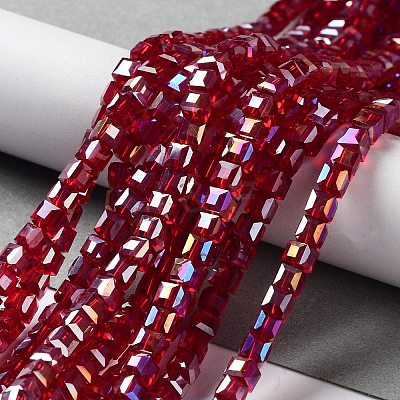 Electroplate Glass Beads Strands X-EGLA-R030-4x4mm-04-1