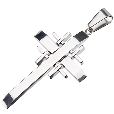 1Pc 304 Stainless Steel Cross Pendants STAS-BBC0005-89-1