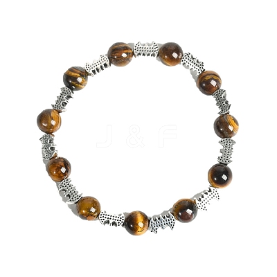 Christmas Theme Natural Tiger Eye Stretch Bracelets PW-WGC1682-06-1