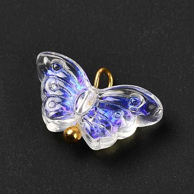 Electroplate Transparent Glass Pendants PALLOY-JF00903-1