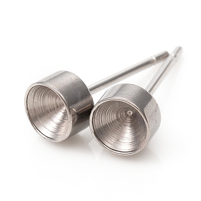 Non-Tarnish 304 Stainless Steel Stud Earring Settings STAS-L244-48C-P-1