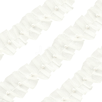 Polyester with Plastic Pearl Bead Wrinkle Ribbon OCOR-WH20003-63C-1