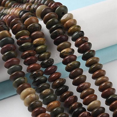Natural Polychrome Jasper/Picasso Stone/Picasso Jasper Beads Strands G-Z030-A19-01-1
