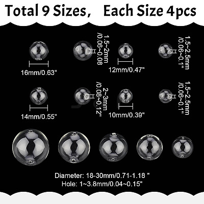 36Pcs 9 Style Handmade Two Holes Blown Glass Globe Beads GLAA-GO0001-11-1