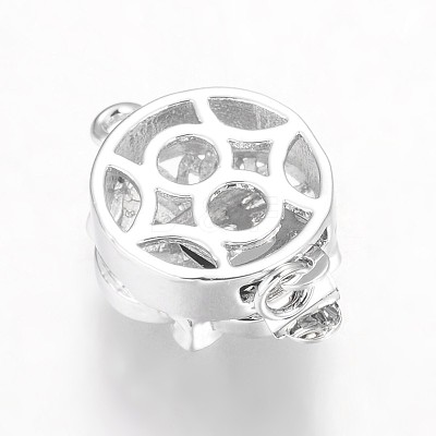Hollow Flower Rack Plating Brass Micro Pave Cubic Zirconia Box Clasps KK-L141-14P-NR-1
