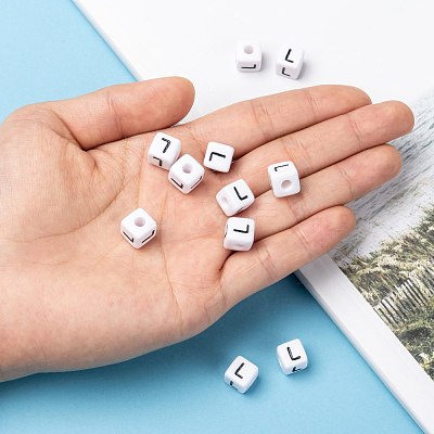Letter Acrylic European Large Hole Beads OPDL-R050-10mm-L-1