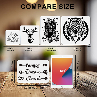 2Pcs 2 Styles PET Hollow Out Drawing Painting Stencils DIY-WH0411-602-1