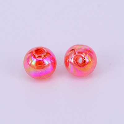 Electroplate Crackle Acrylic Beads CCG-WH0001-10mm-07-1