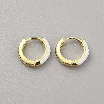 Enamel Hoop Earrings with Clear Cubic Zirconia EJEW-WH0004-39G-1