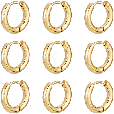 10 Pairs Ion Plating(IP) 304 Stainless Steel Huggie Hoop Earrings EJEW-BBC0002-19A-1