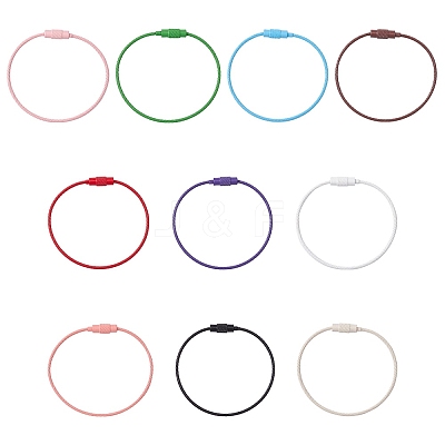 Spray Painted 201 Stainless Steel Wire Cable Keychains BJEW-YW0001-10A-1