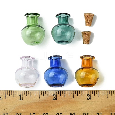 10Pcs 5 Colors Round Glass Cork Bottles Ornament GLAA-FS0001-73-1