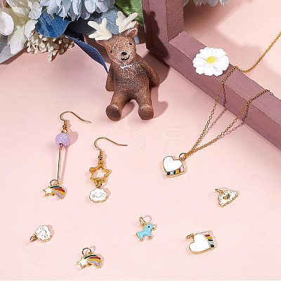 10Pcs 5 Style Real Real 18K Gold Plated Plated Brass Charms FIND-CN0001-28-1