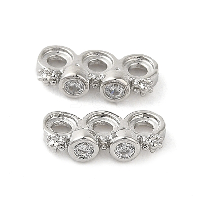 Rack Plating Brass Pave Clear Cubic Zirconia Spacer Bars KK-B088-11B-P-1