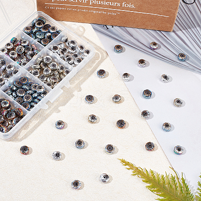 240Pcs 8 Colors Electroplated Natural Lava Rock Beads G-OC0002-03-1