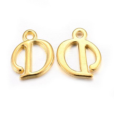 Golden Plated Alloy Letter Pendants X-PALLOY-J718-01G-D-1