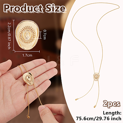 2Pcs Adjustable Brass Curb Chains Cowboy Hat Sweater Lariat Necklaces NJEW-UN0001-78G-1