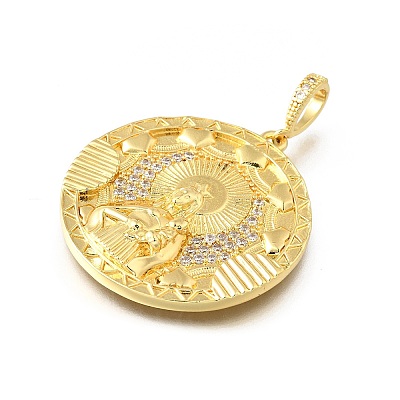 Brass Micro Pave Cubic Zirconia Pendants KK-Q066-19G-1
