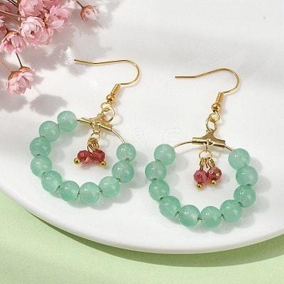 Imitation Jade Glass Beaded Ring Dangle Earrings EJEW-JE05568-02-1