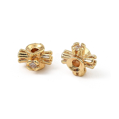 Brass Clear Cubic Zirconia Beads KK-D106-07G-1