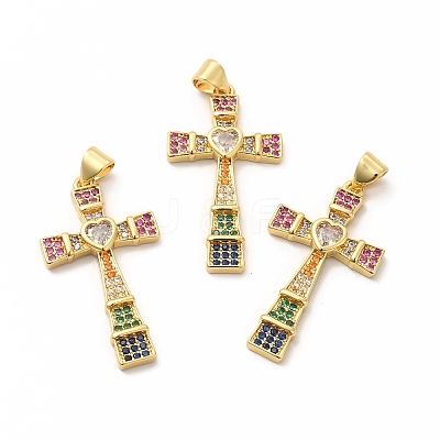 Rack Plating Brass Micro Pave Cubic Zirconia Pendants KK-K165-22-1