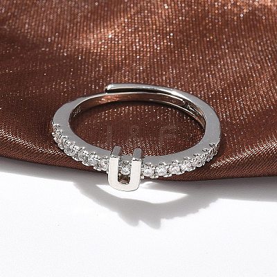 S925 Sterling Silver Adjustable Letter Rings for Women RJEW-M068-01P-U-1