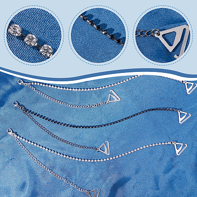 2 Pairs 2 Colors Adjustable Brass Rhinestone Chain Non-slip Bra Straps DIY-GF0007-71-1