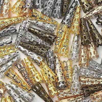 100Pcs 5 Colors Iron Filigree Bead Caps IFIN-YW0003-18-1