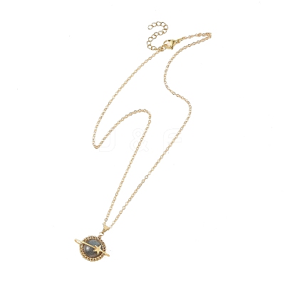Natural Labradorite Copper Wire Wrapped Planet Pendant Brass Cable Chain Necklaces for Women NJEW-TA00260-04-1