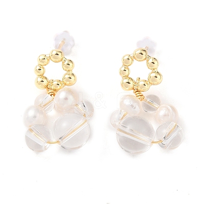Natural Quartz Crystal Dangle Earrings EJEW-L286-06G-1